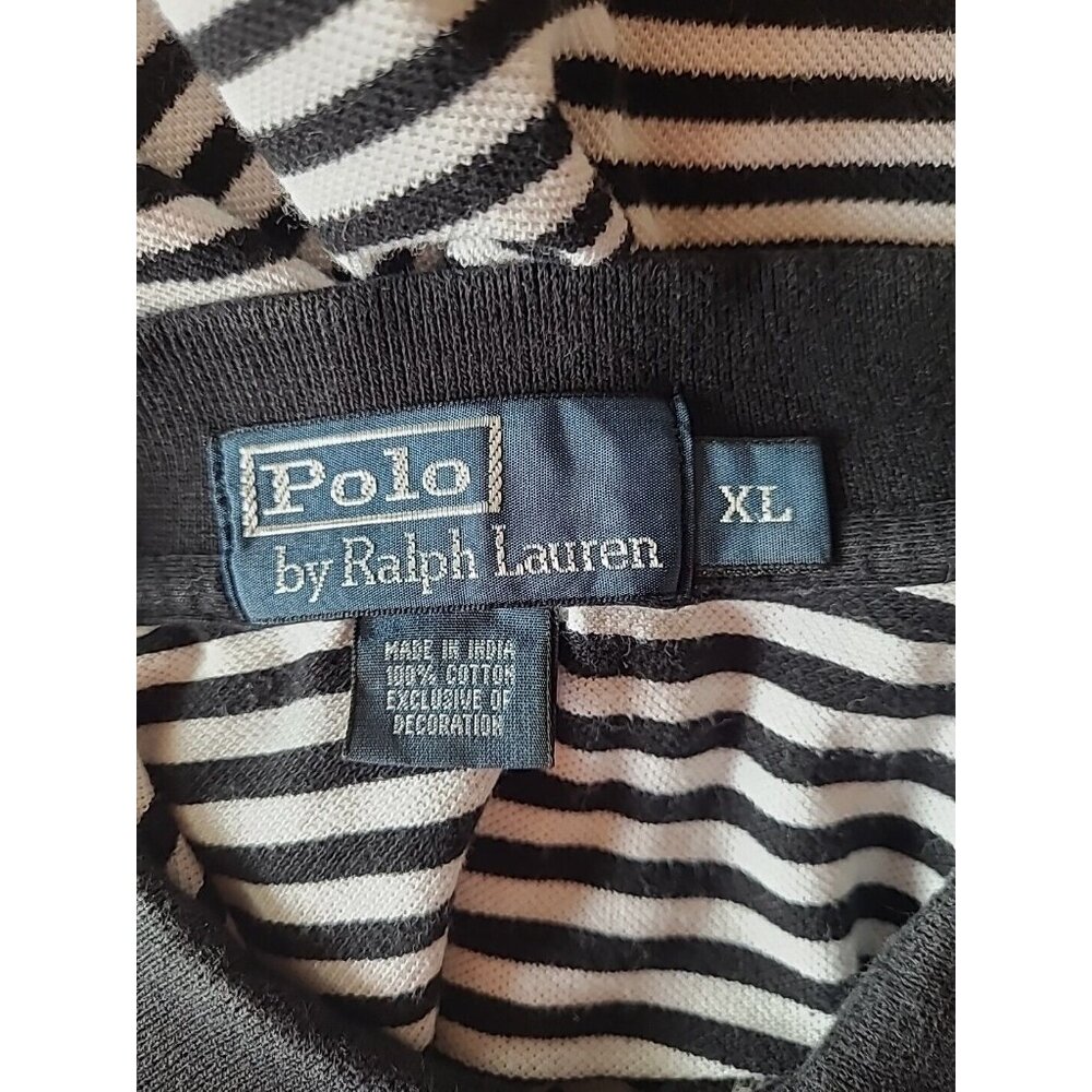 VTG Polo Ralph Lauren Shirt Men's Size XL Black Stripe S/S 90s Y2K Preppy - Picture 6 of 11